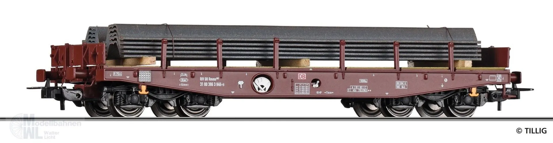Tillig 77062 - Schwerlastwagen DB Ep.V Rmms 662 mit Spundwänden H0/GL