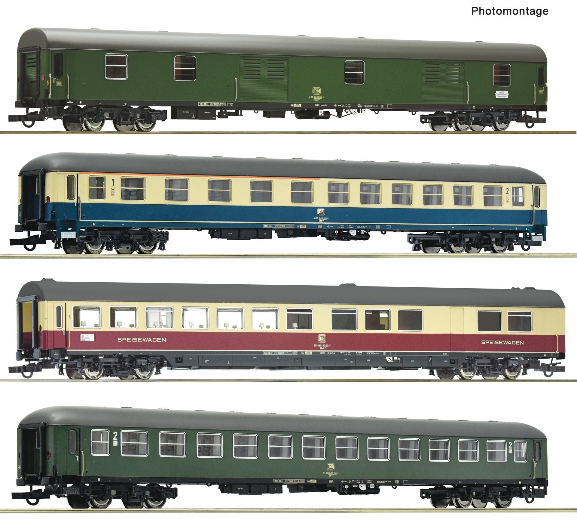 Roco 6200322 - Personenwagen Set DB Ep.IV 4.tlg. D202 Loreley Express H0/GL