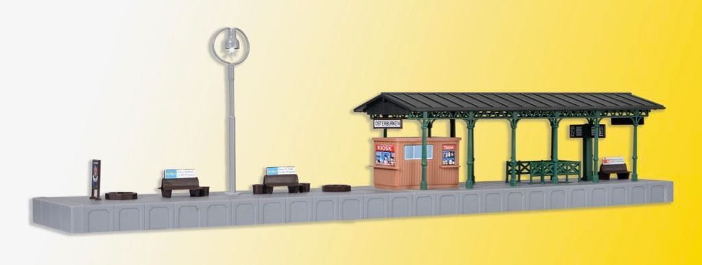 Kibri 37754 - Bahnsteig mit LED-Beleuchtung Funktionsbausatz N 1:160