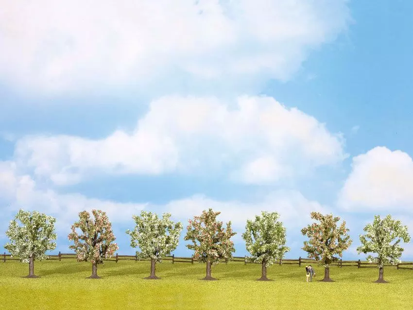 Noch 25092 - Obstbäume blühend, 7 Stück, ca. 8 cm hoch H0/TT/N/Z