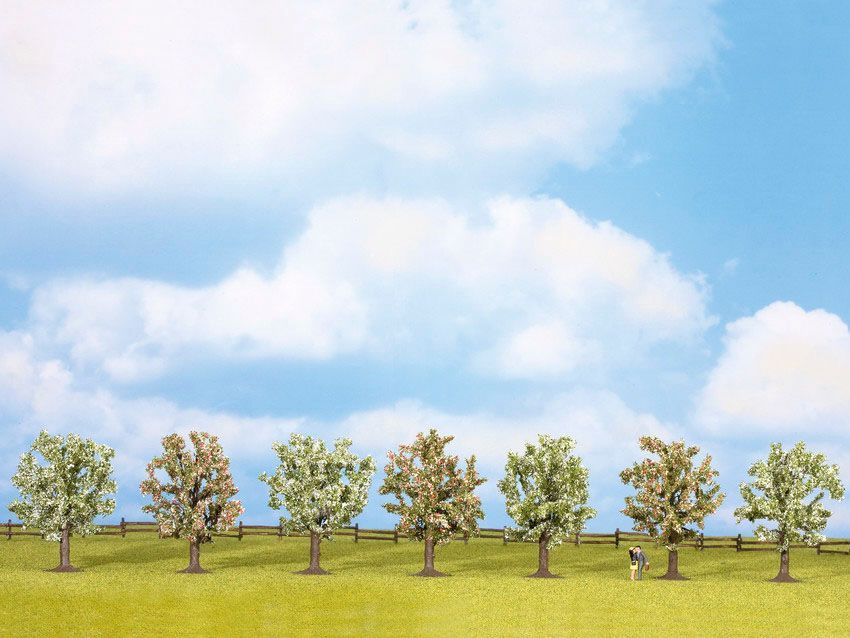 Noch 25092 - Obstbäume blühend, 7 Stück, ca. 8 cm hoch H0/TT/N/Z