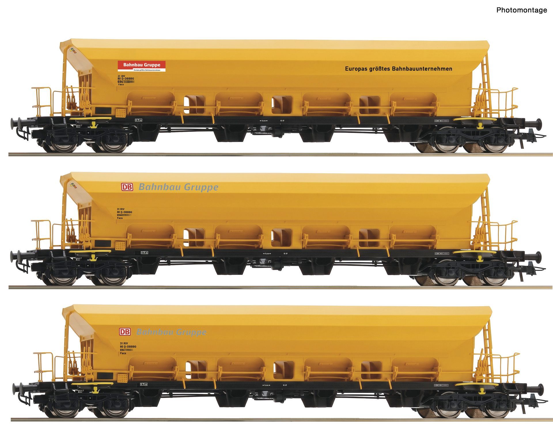 Roco 6600458 - 3er Set Selbstentladewagen DB Bahnbau