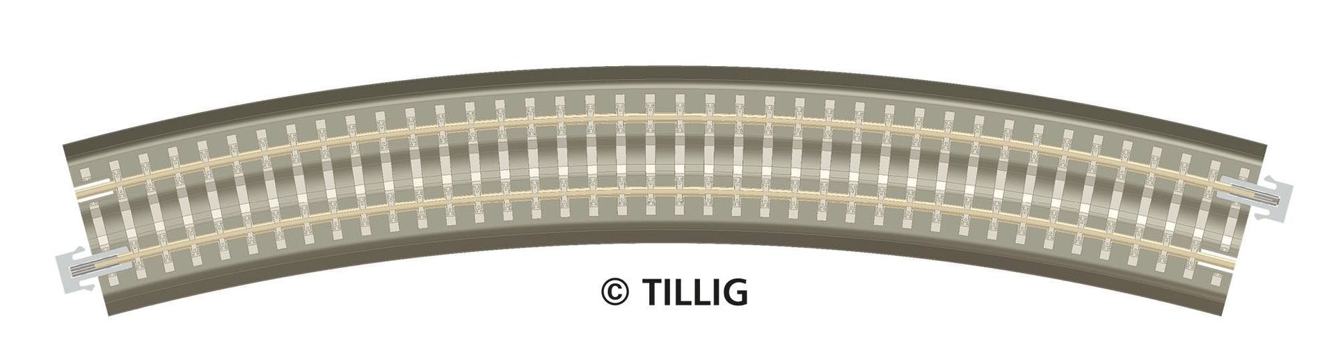 Tillig 83770 - Bettungsgleis Gleis gebogen R 396 mm/30° grau TT 1:120