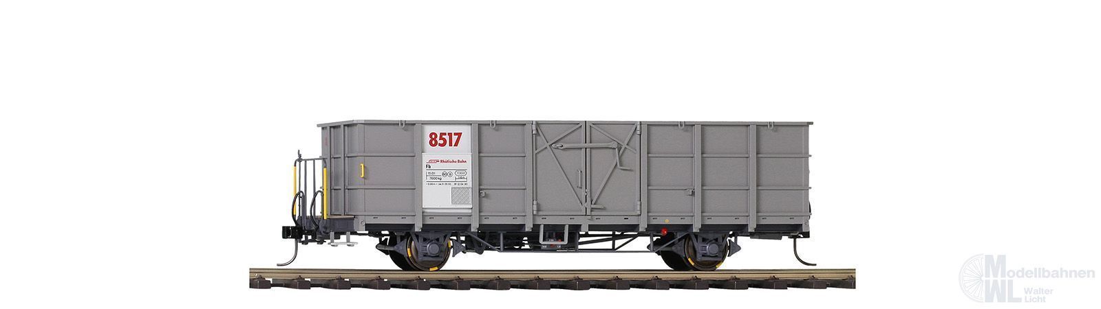 Bemo 9455137 - Hochbordwagen RhB Ep.V Fb 8517 mit Stahlwand grau Spur 0m