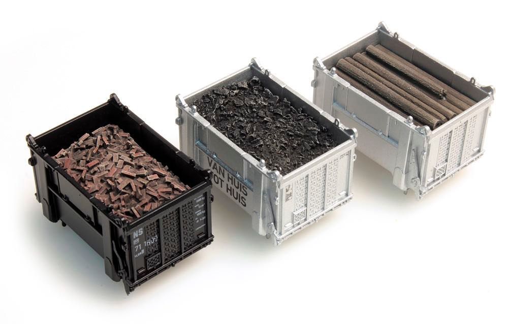 ARTITEC b.v. 487.801.02 - Ladegut Container: Kohle Balken Bauschutt H0 1:87