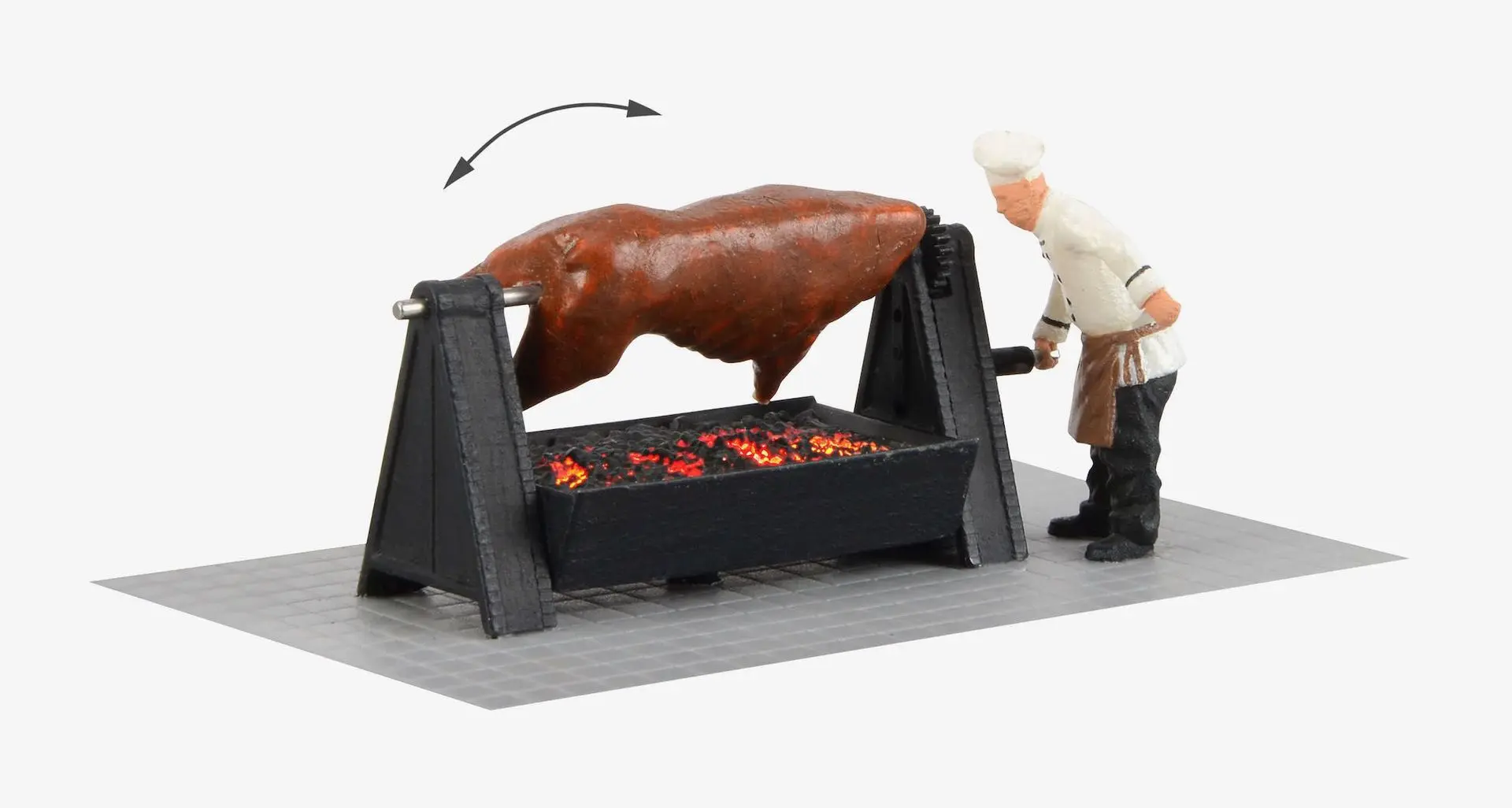 Viessmann 1552 - Grill mit drehendem Ochsen und leuchtender Glut H0 1:87