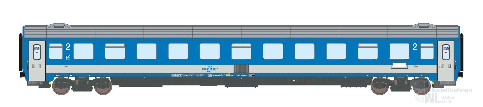 ASM 195514 - Personenwagen MAV Ep.V Bmz 21-91.1 2.Kl. EC25/24 4.Betr.Nr. N 1:160
