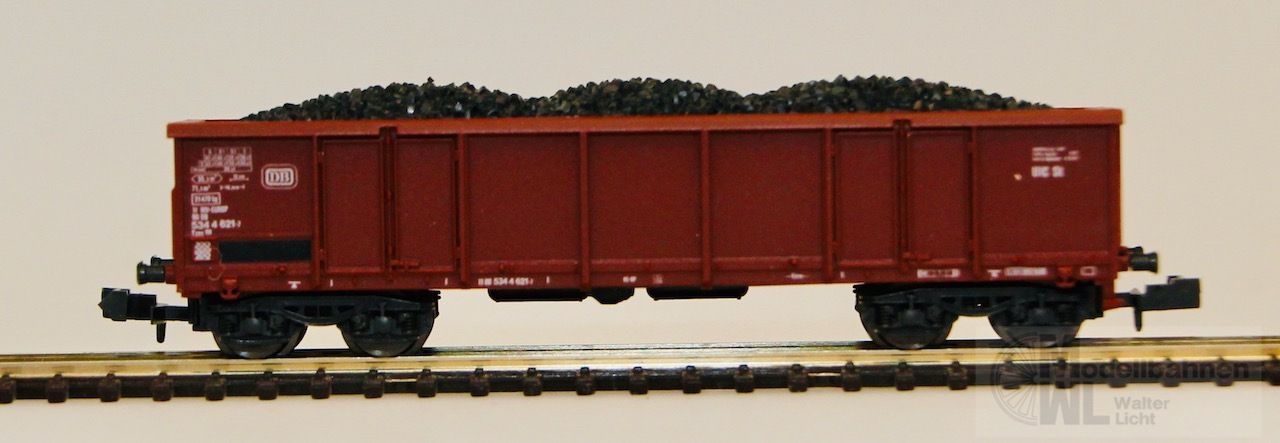 Roco 02368A - ROCO - Güterwagen offen DB mit Kohleladung N 1:160