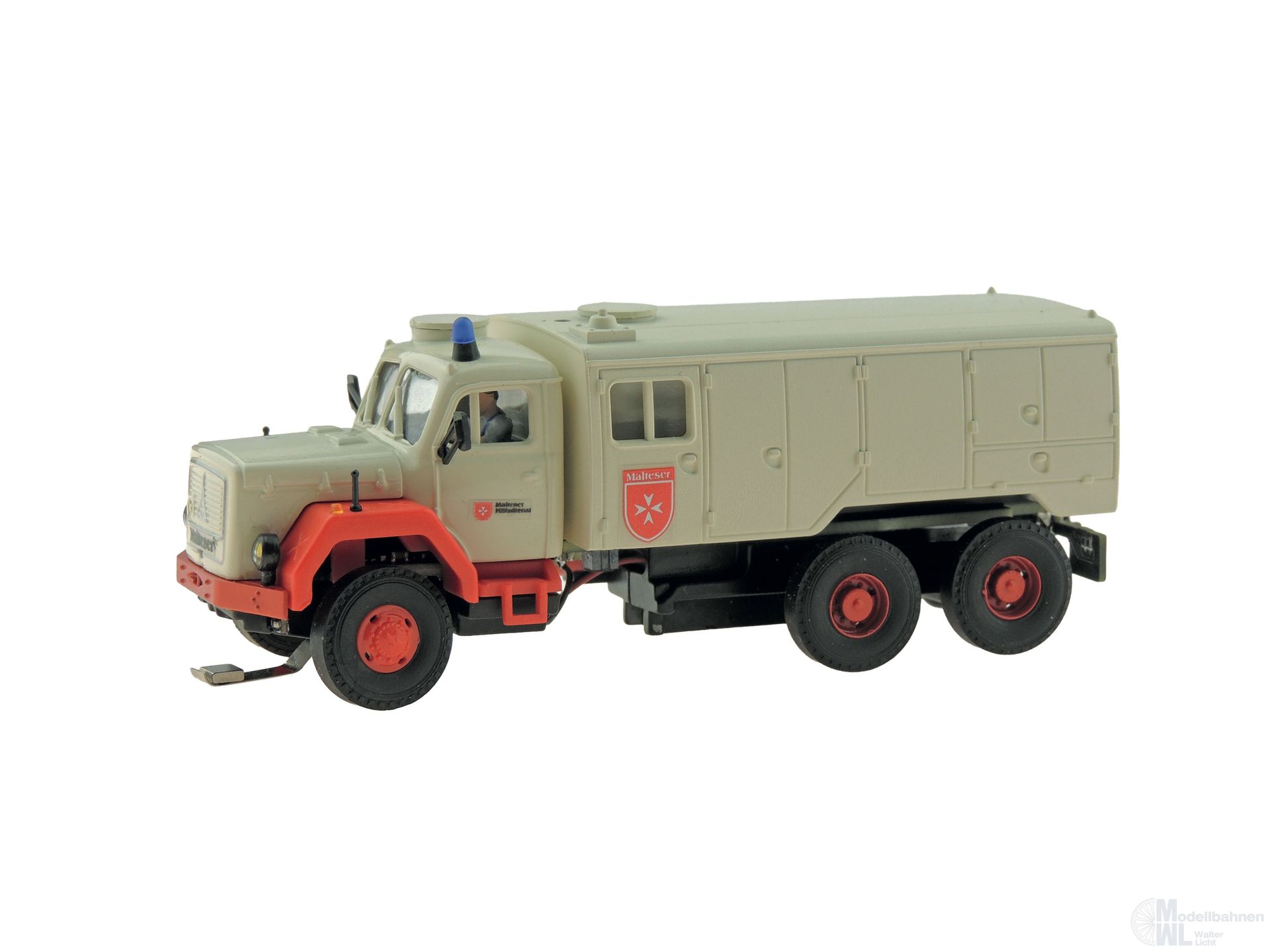 Viessmann 8060 - CarMotion Magirus Deutz Malteser 3-achs mit Rundumleichten Basis Funktion