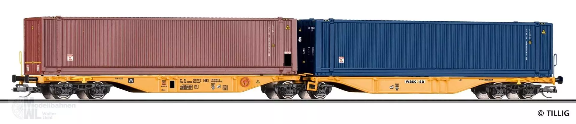 Tillig 18079 - Containertragwagen WASCOSA Ep.VI Sggmrss TT 1:120