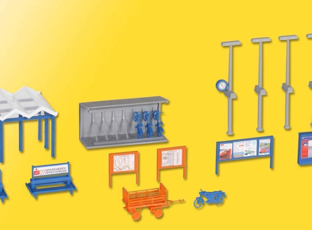 Kibri 38108 - Deko-Set Rund um den Bahnhof H0 1:87