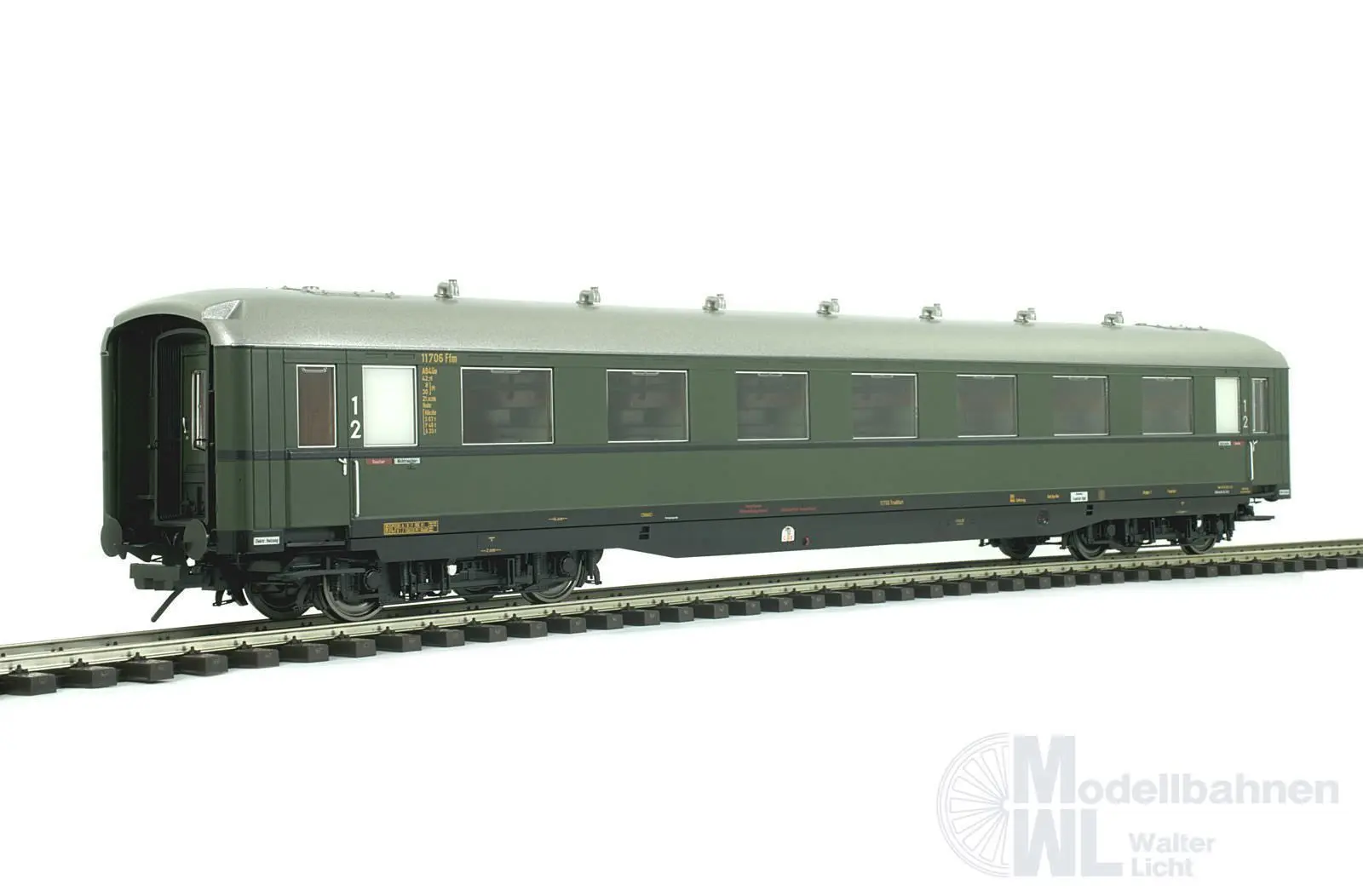 Lenz 41260-01 - Schürzenwagen DB Ep.III 1/2.Kl. AB4ü-38 flaschengrün Spur 0