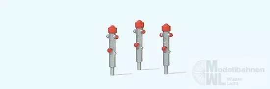 Preiser 17715 - Hydrant silber 3 Stück Fertigmodell H0 1:87