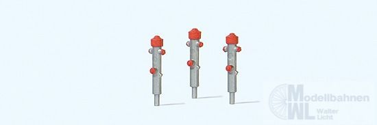 Preiser 17715 - Hydrant silber 3 Stück Fertigmodell H0 1:87