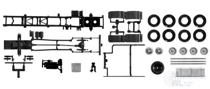Herpa 083966 - Fahrgestell MAN LKW Euro 6, 3achs, 7,45m Inhalt: 2 Stück H0 1:87