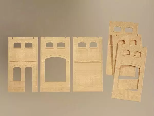 Auhagen 80620 - Wand 2410A, Wände 2410B, Wände 2410D gelb H0 1:87