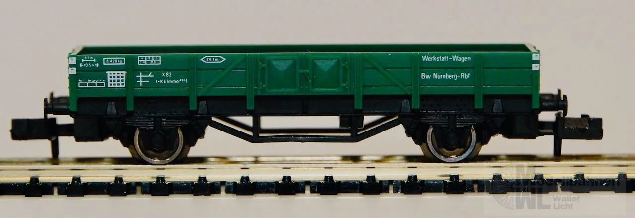 Fleischmann 8201 - FLEISCHMANN - Niederbord-Bahndienstwagen DB Ep.IV grün N 1:160