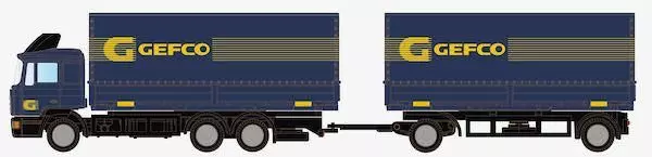 Lemke Minis 4635 - MAN F90 3-achs Wechselpritschen-Hängerzug GEFCO N 1:160