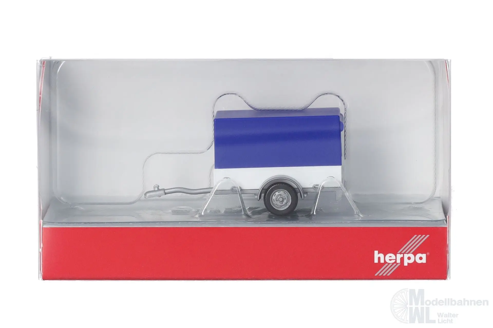 Herpa 051576-006 - PKW-Anhänger blau-weiß H0 1:87