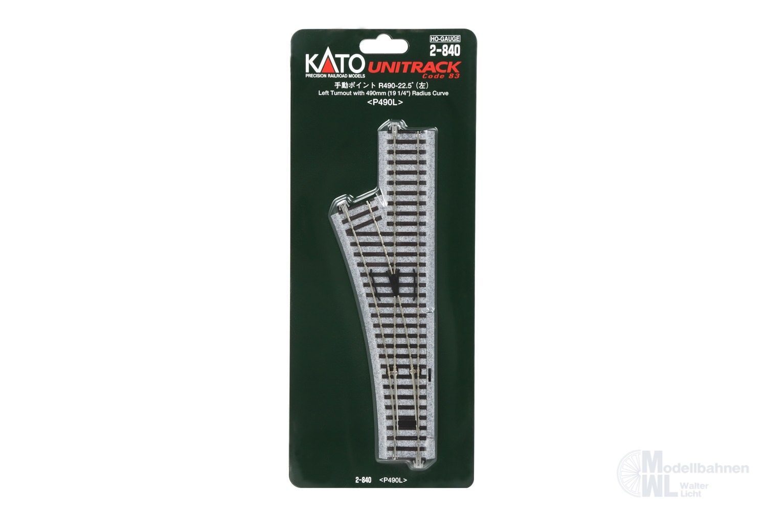 Kato 2-840 - Weiche links R490mm 22,5° H0 1:87