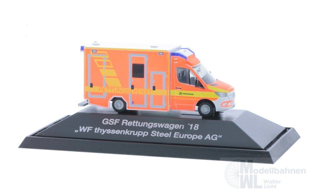 Rietze 76180 - GSF RTW ´18 Werkfeuerwehr thyssenkrupp Steel Europe AG H0 1:87