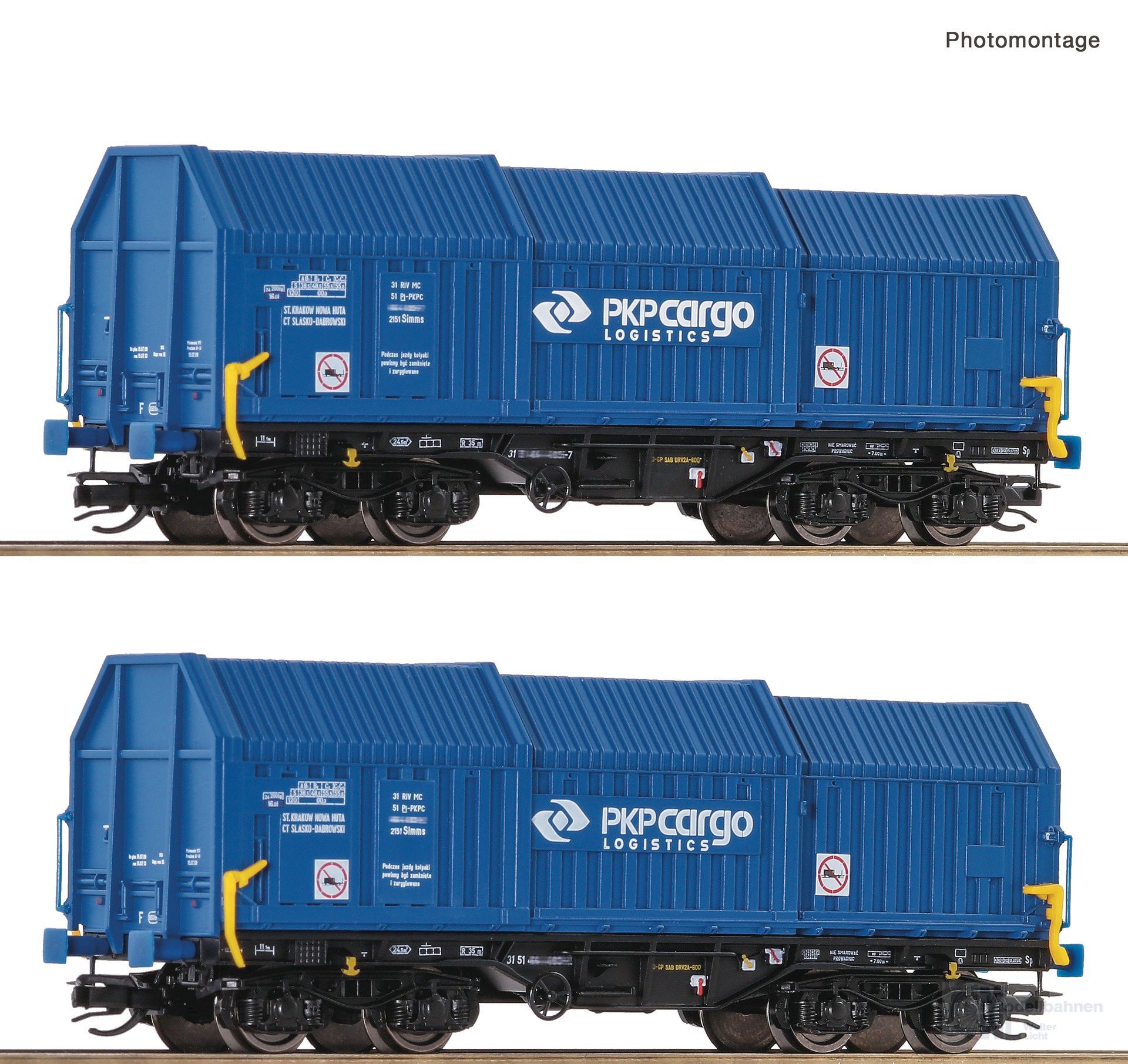 Roco 6680008 - Teleskophaubenwagen Set PKP Ep.VI 2.tlg. TT 1:120