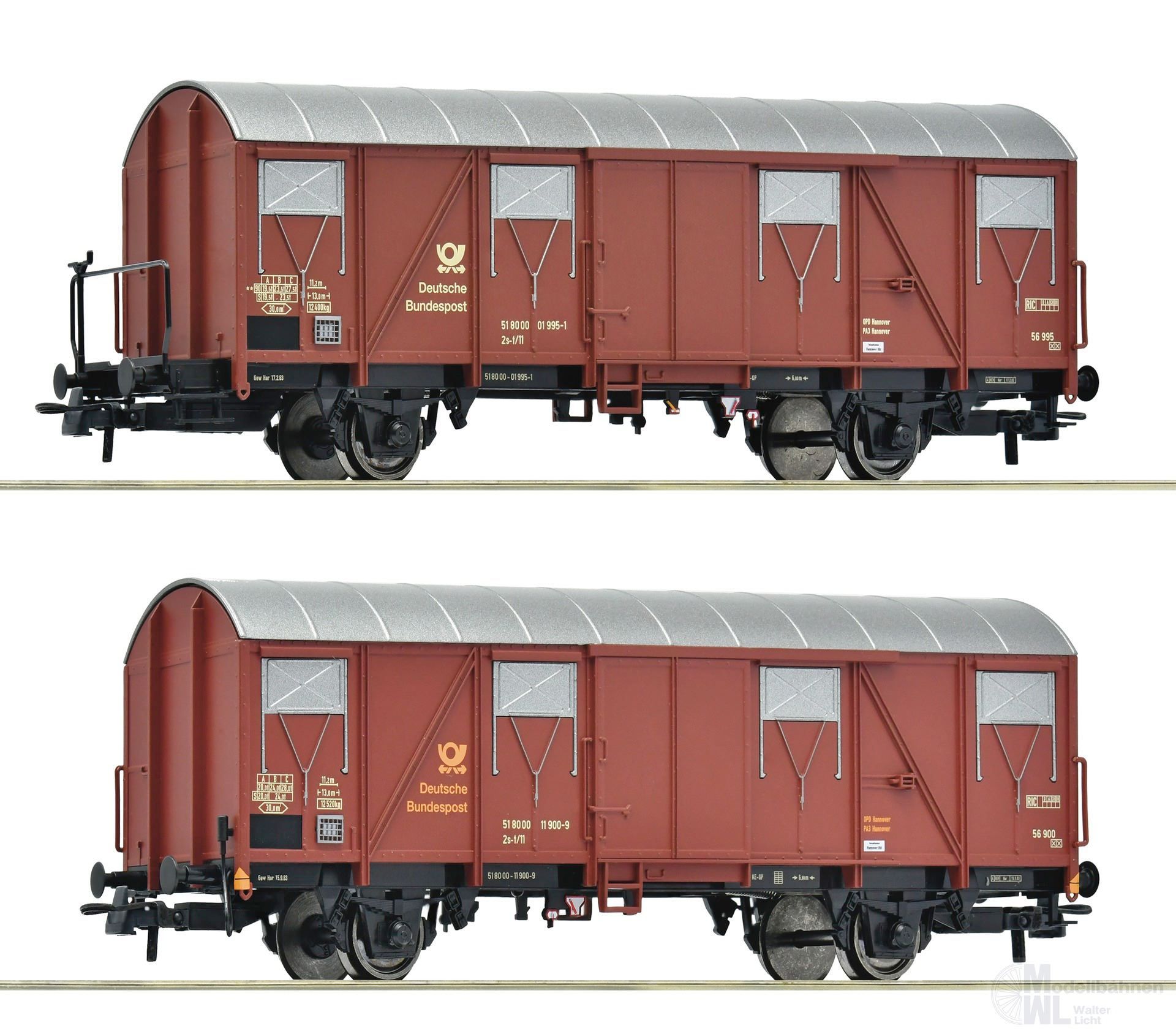 Roco 6600248 - Postgüterwagen Set DBP Ep.IV 2.tlg. H0/GL