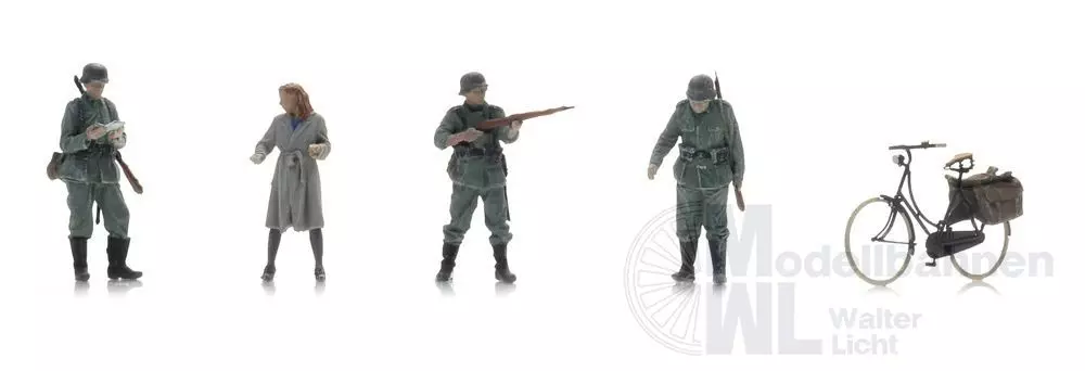 ARTITEC b.v. 5870064 - WM Checkpoint + Frau auf dem Fahrrad (5x) H0 1:87