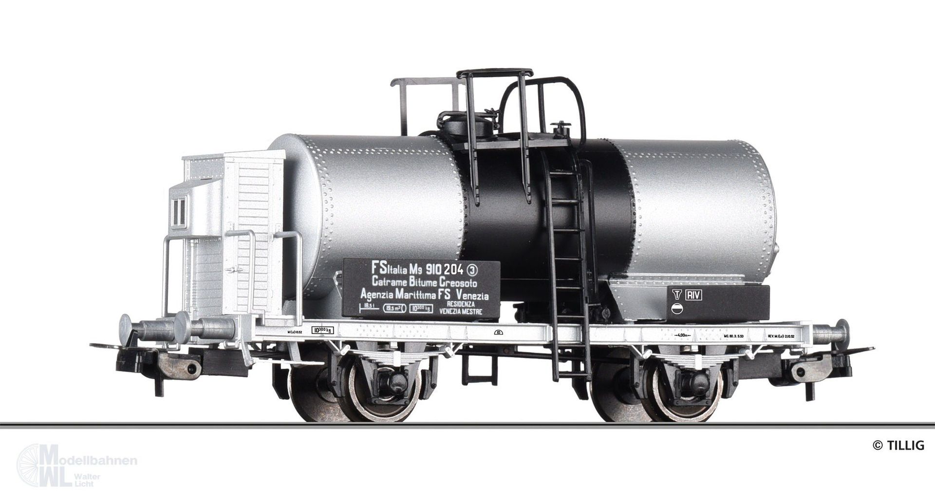 Tillig 77068 - Kesselwagen M der Agenzia Marittima FS Venezia Ep.III H0/GL