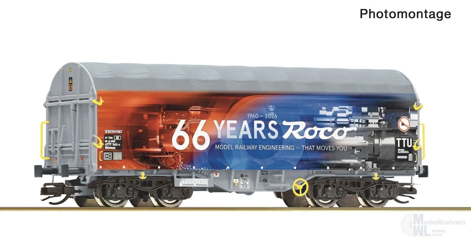 Roco 6680064 - Schiebeplanenwagen 66 Jahre ROCO TT 1:120