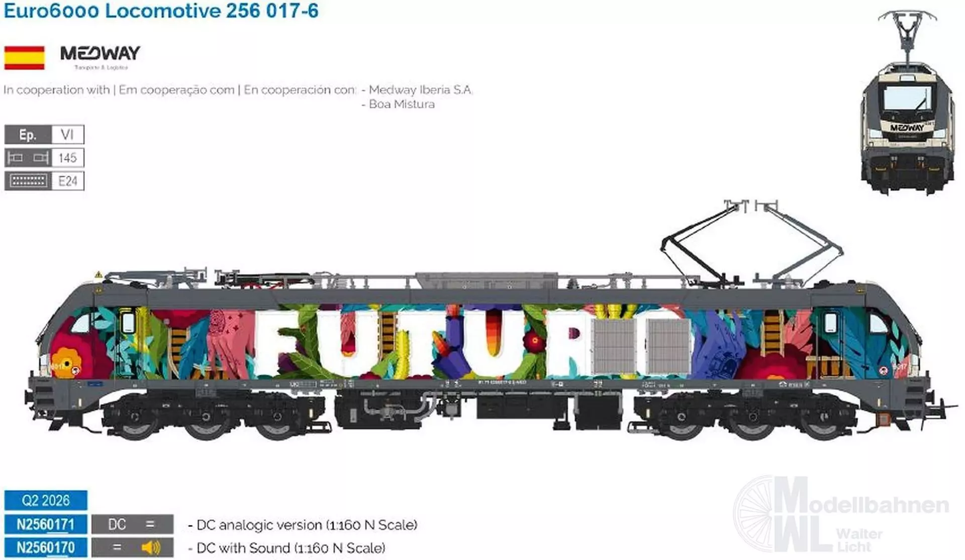 Sudexpress N2560170 - E-Lok Serie 6006 / Euro 6000 MEDWAY Ep.VI N 1:160 Sound