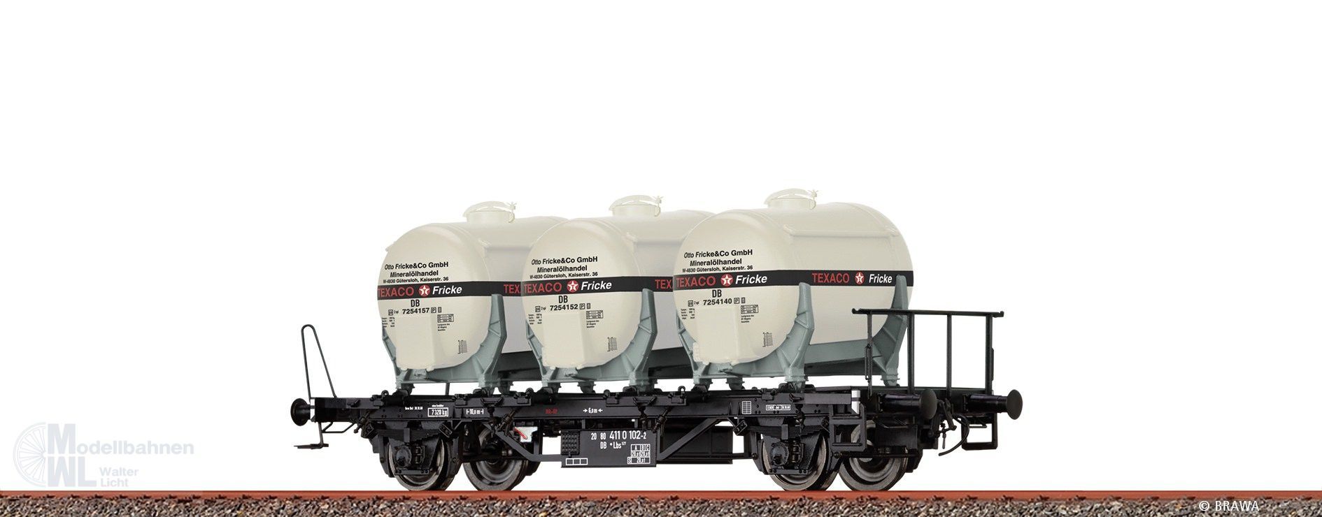 Brawa 50928 - Behältertragwagen DB Ep.IV Lbs577 Texaco H0/GL Brawa 50928 - Behältertragwagen DB Ep.IV Lbs577 Texaco H0/GL