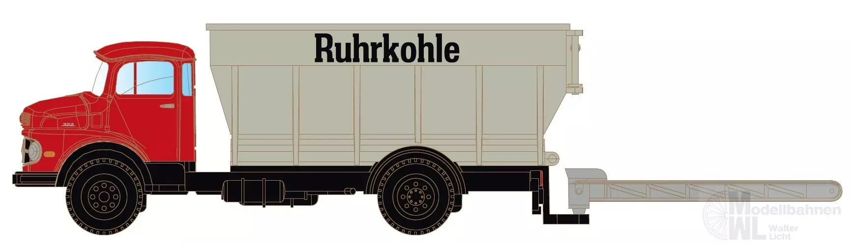 Lemke Minis 3550 - Mercedes-Benz L 322 Kohlenkuli - Ruhrkohle N 1:160
