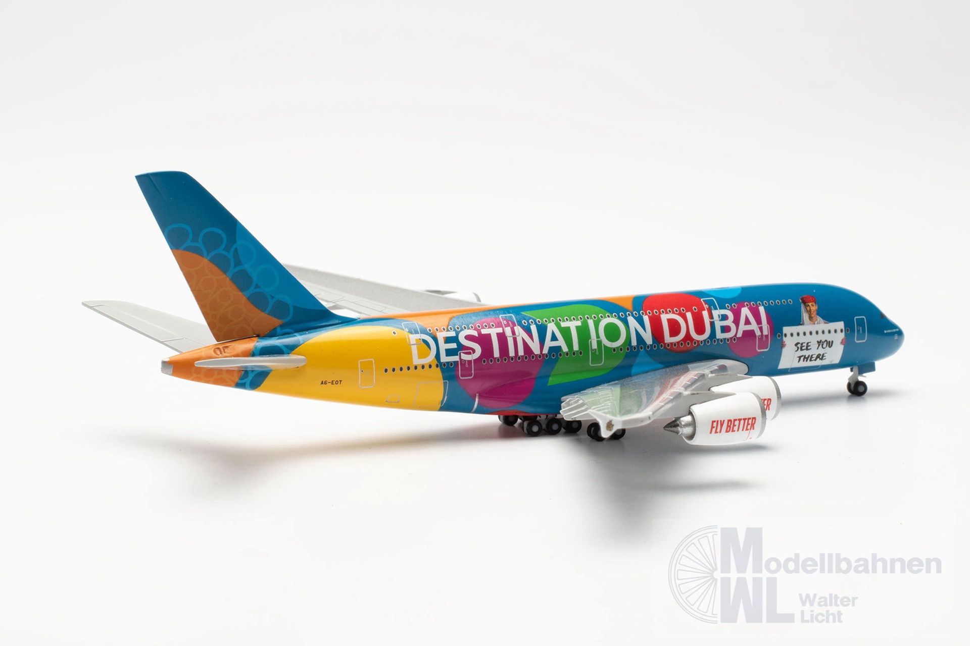 Herpa 536905 - Airbus A380 Emirates Destination Dubai 1:500