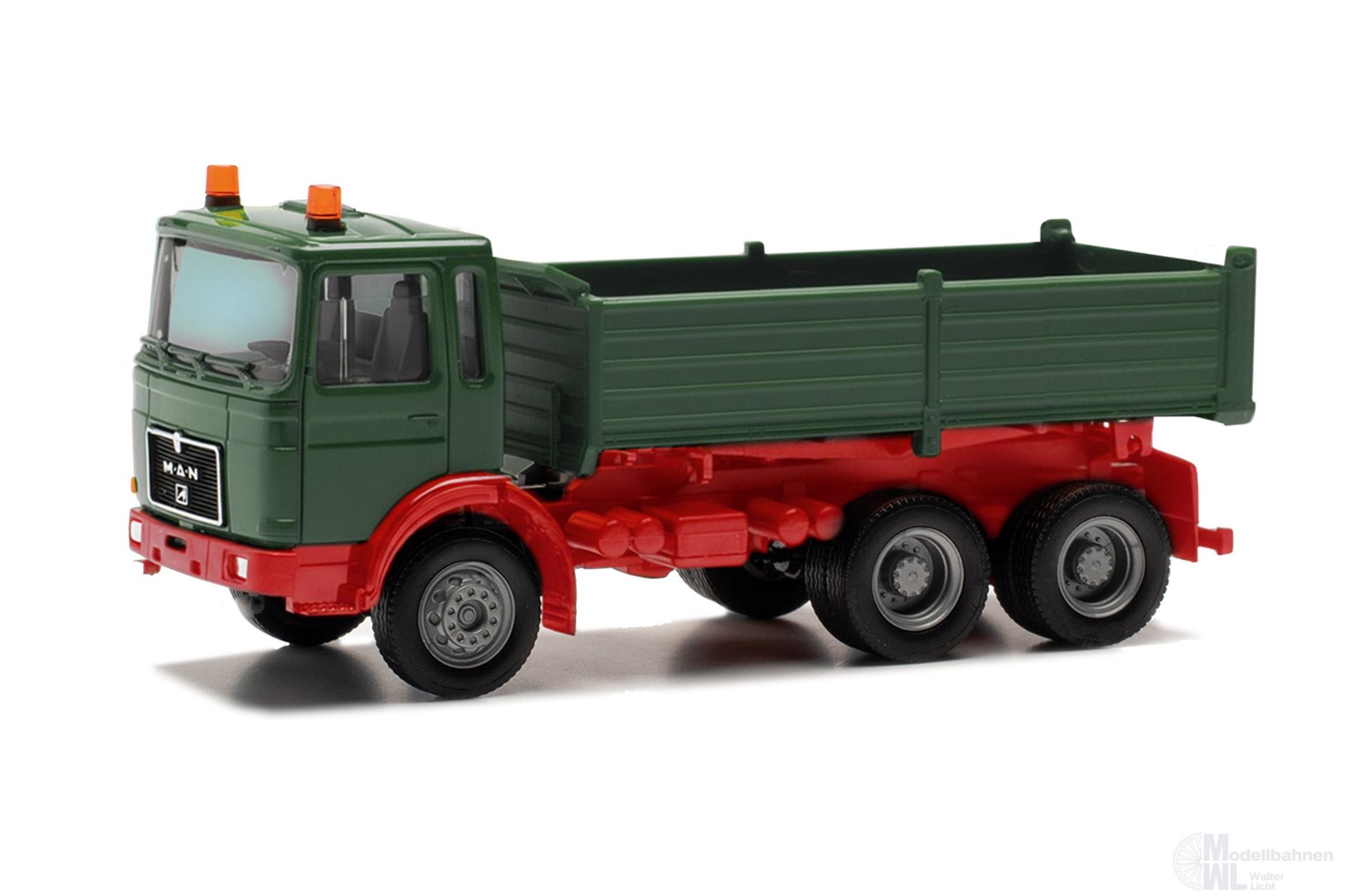 Herpa 314985-002 - MAN F8 Kipp-LKW 3 achs grün-rot H0 1:87