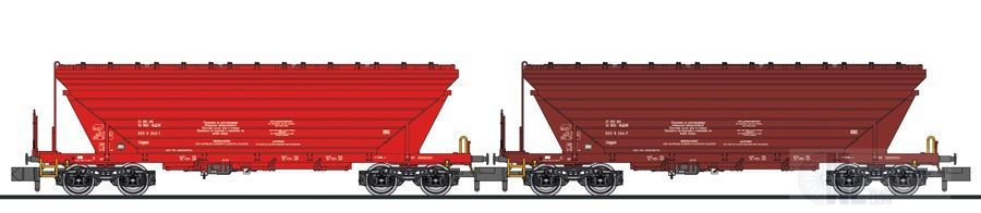 Liliput 260223 - Getreidetransportwagen Set Bulgarien Ep.V/VI rot Uagpps 2.tlg. N 1:160 Liliput 260223 - Getreidetransportwagen Set Bulgarien Ep.V/VI rot Uagpps 2.tlg. N 1:160
