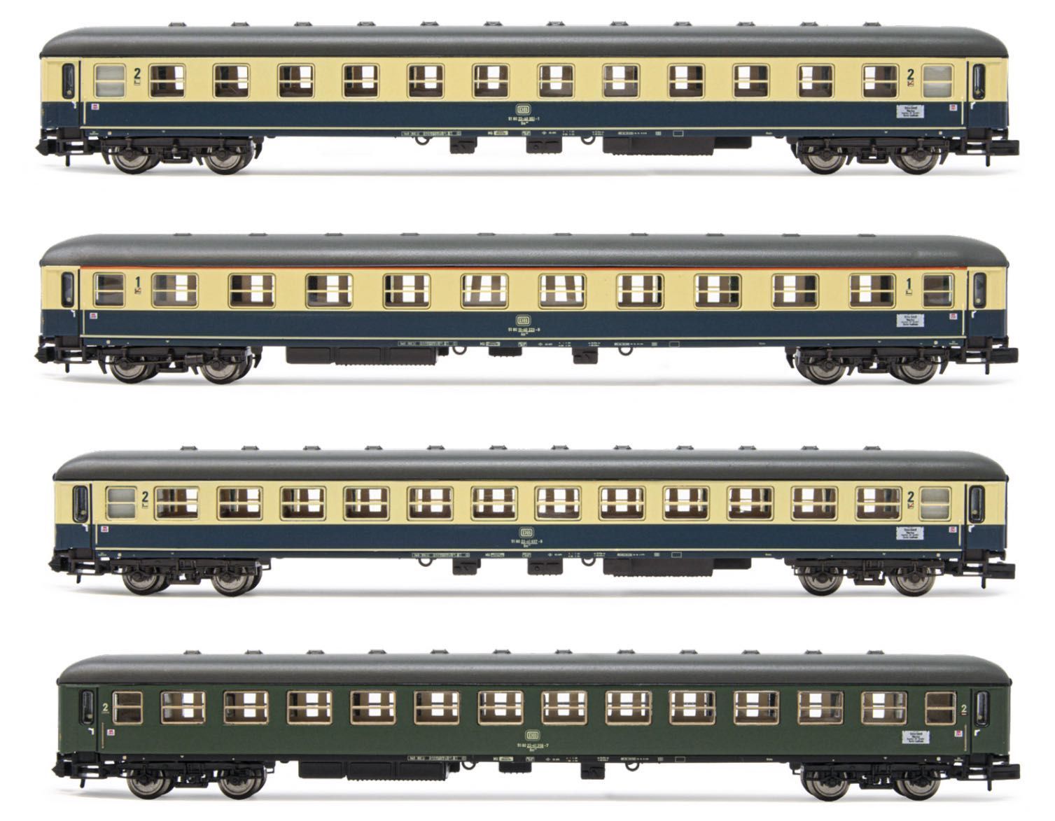 Arnold 4315 - Personenwagen Set Interzonenzug DB Ep.IV/V 4.tlg. N 1:160