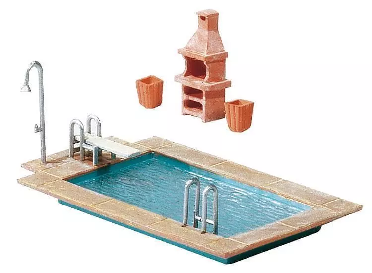 Faller 180542 - Swimming-Pool Und Gartenhaus H0 1:87