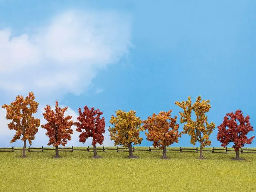Noch 25070 - Herbstbäume 7 Stück, ca. 8 - 10 cm hoch H0/TT/N/Z