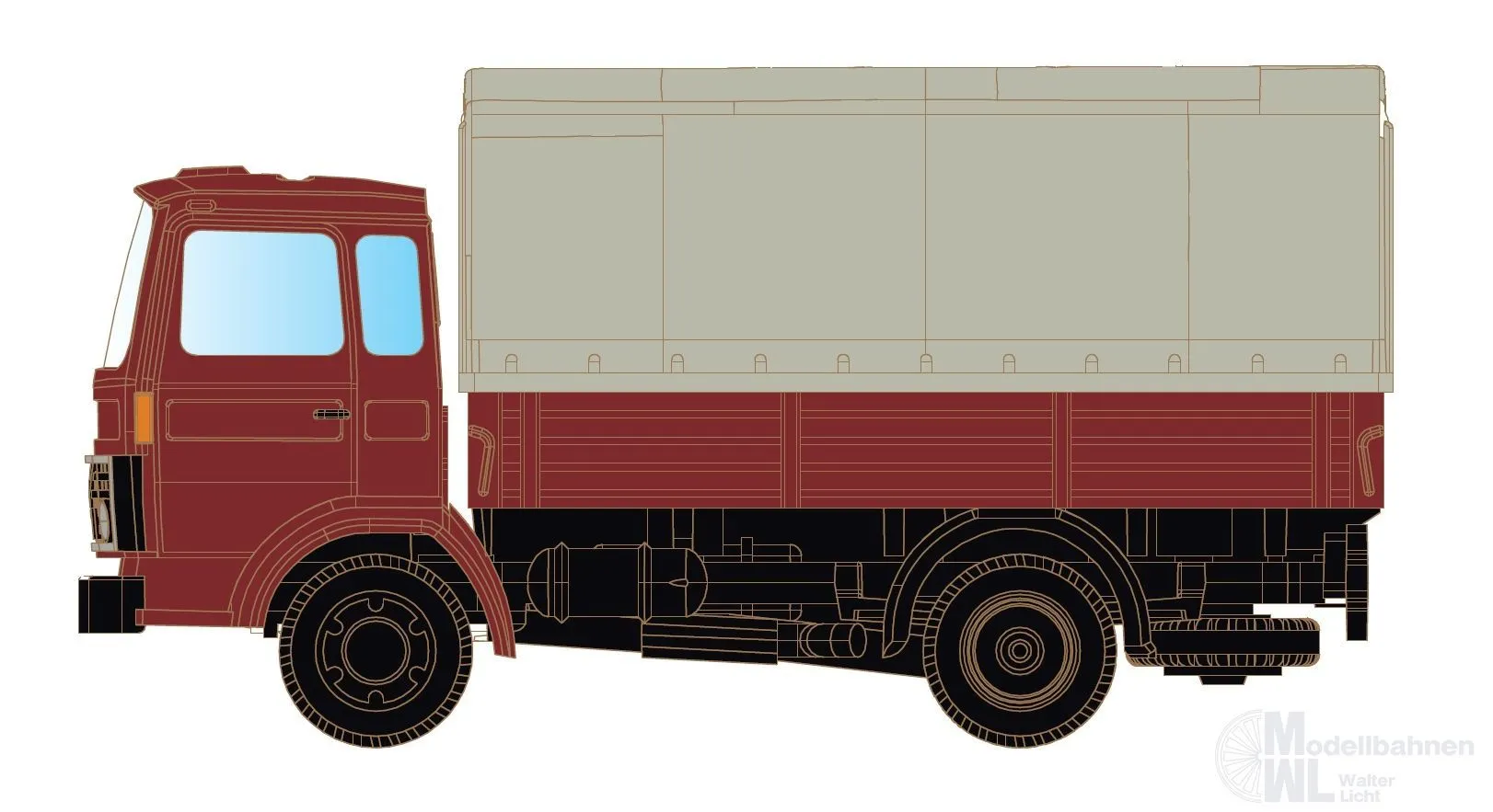 Lemke Minis 4880 - Volvo F4/6 mit Pritsche/Plane neutral N 1:160