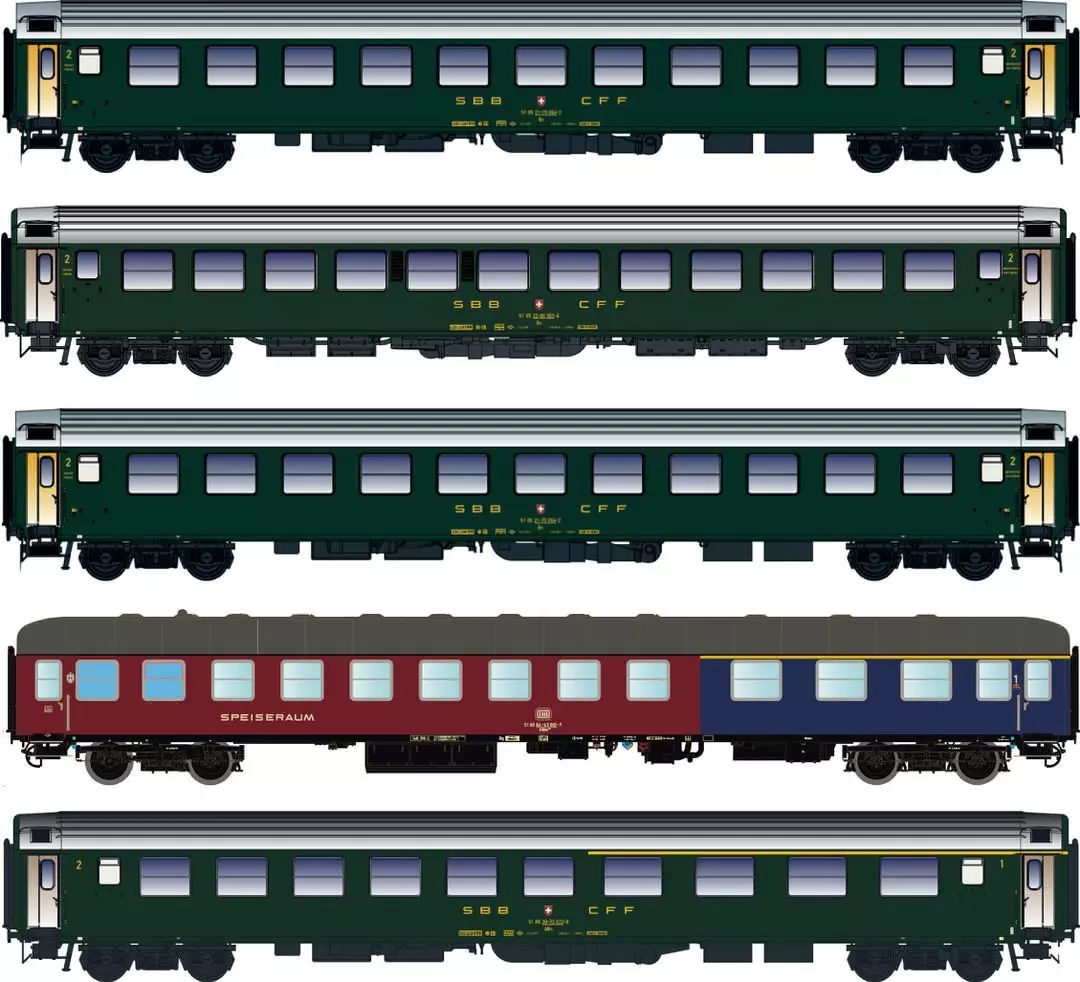LS Models 97032 - Personenwagen Set DB/SBB Ep.IVa D568 5.tlg. H0/GL