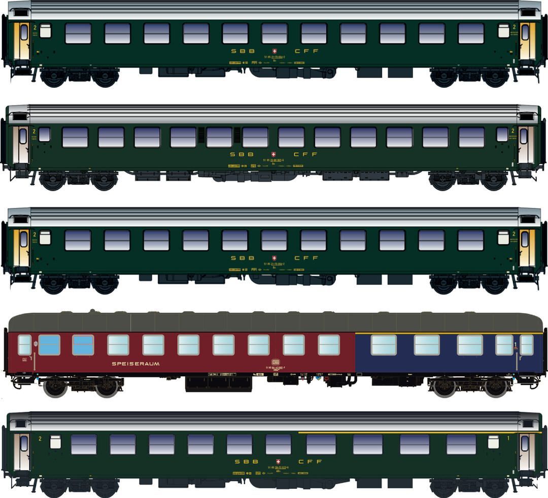 LS Models 97032 - Personenwagen Set DB/SBB Ep.IVa D568 5.tlg. H0/GL