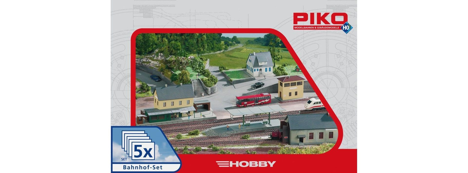 Piko 61822 - Gebäudeset Bahnhof 5 teilig H0 1:87