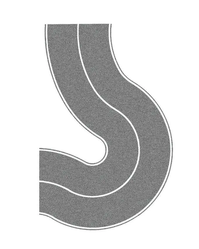 Noch 34204 - Bundesstraße Universalkurve grau, 2 Stück, je 4 cm breit N 1:160