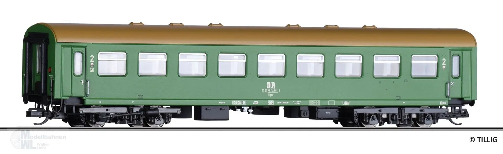 Tillig 16628 - Personenwagen DR Ep.IV 2.Kl. Bghw TT 1:120