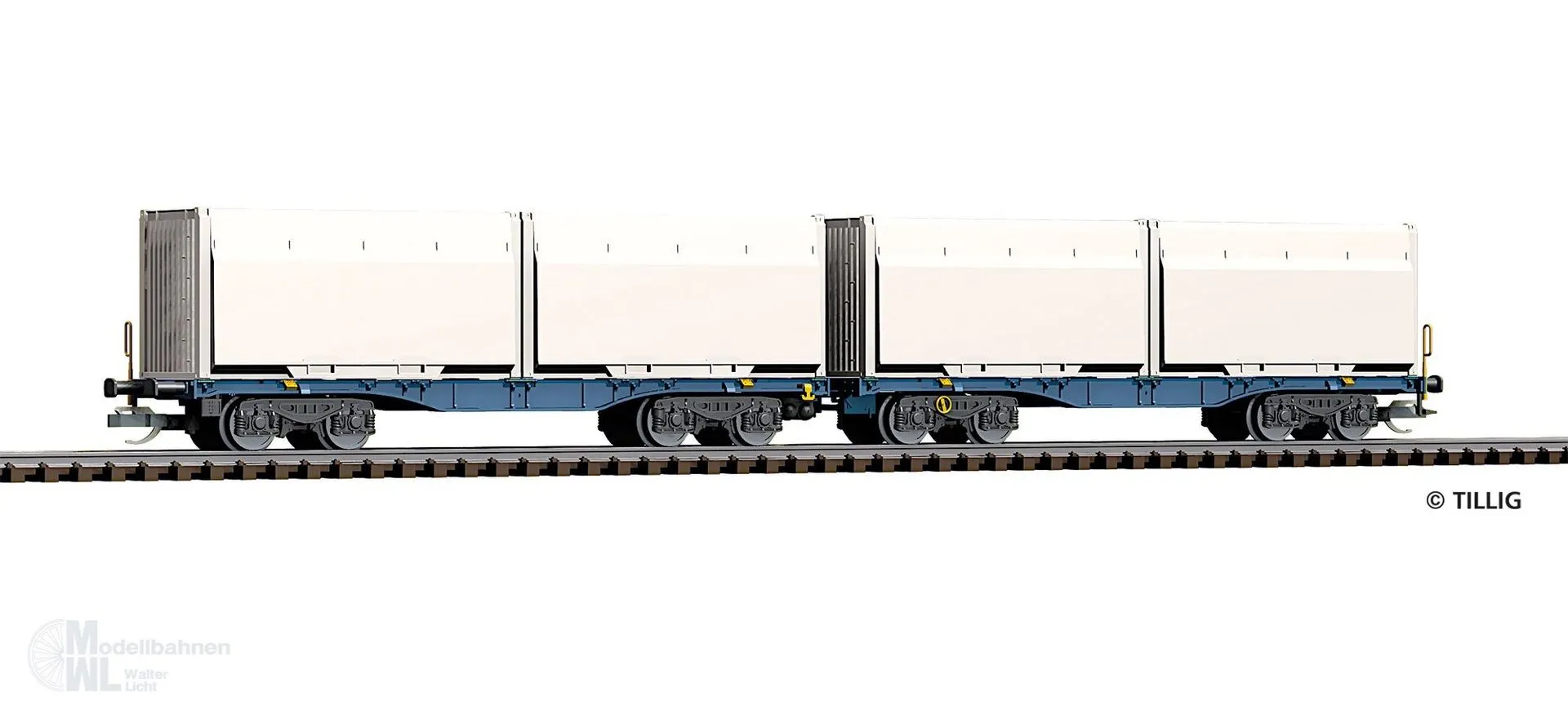 Tillig 15080 - Doppeltragwagen InnoWaggon Ep.VI WoodTainer TT 1:120