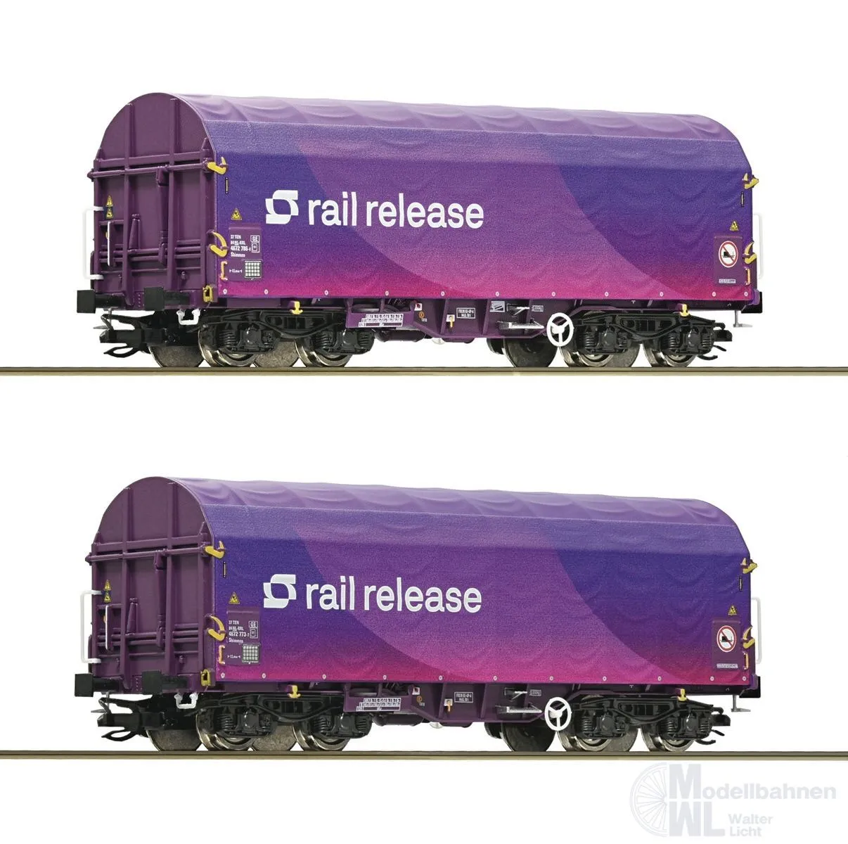 Roco 6680024 - Schiebeplanenwagen Set Rail Release Ep.VI 2.tlg. TT 1:120