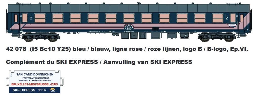 LS Models 42078 - Liegewagen SNCB Ep.VI I5 Bc10 2.Kl. Ski Express H0/GL