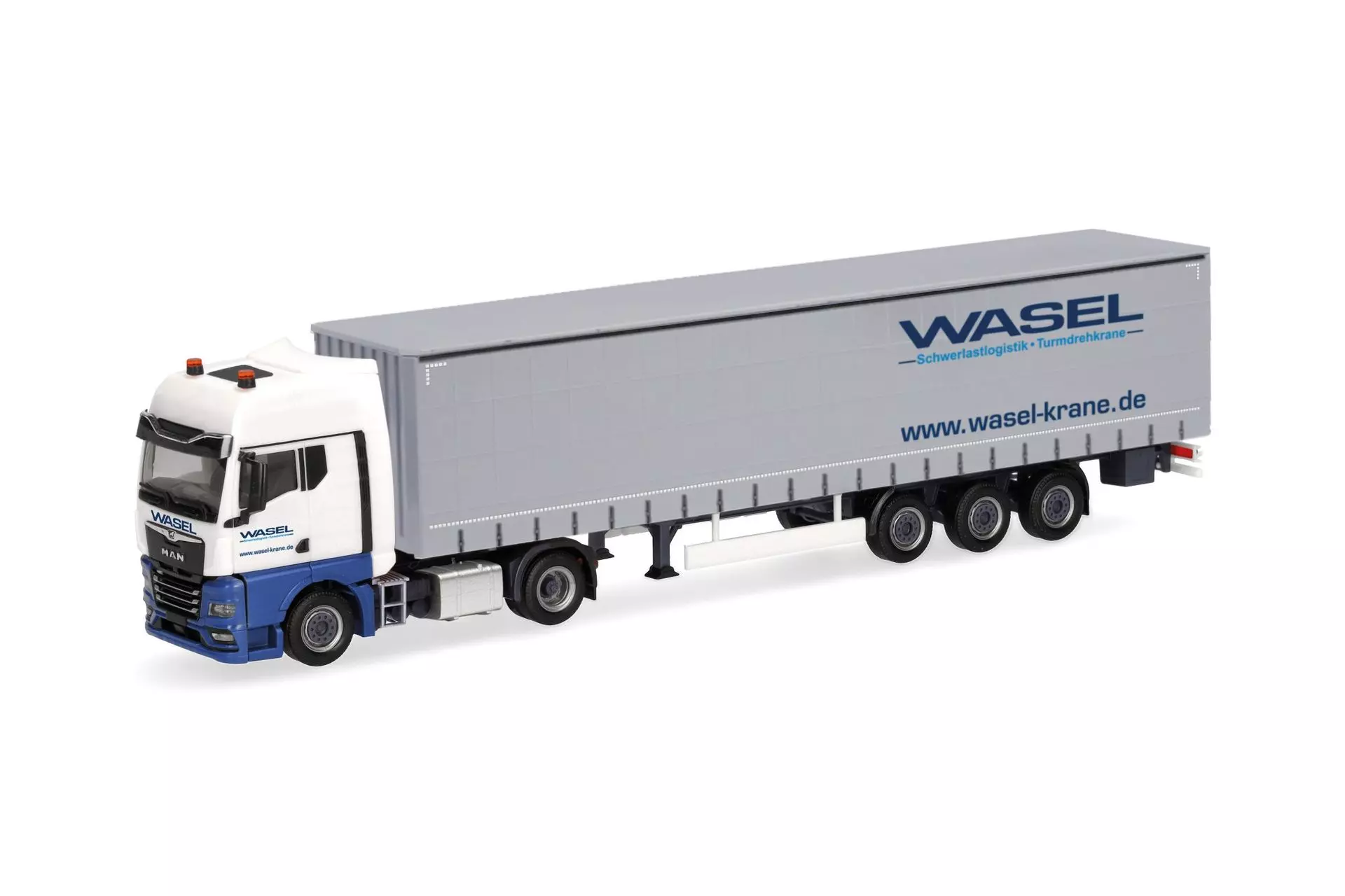 Herpa 321235 - MAN TGX GX Gardinenplanen-Sattelzug Wasel H0 1:87