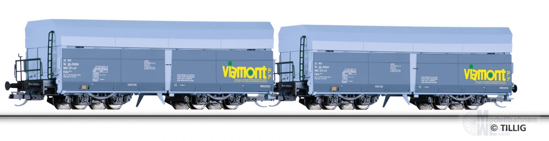 Tillig 01079 - Güterwagenset Viamont a.s. Ep.VI 2.tlg. TT 1:120